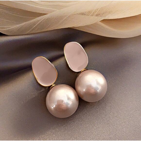 Enamel and Pearl Earrings - Picture 1 of 1